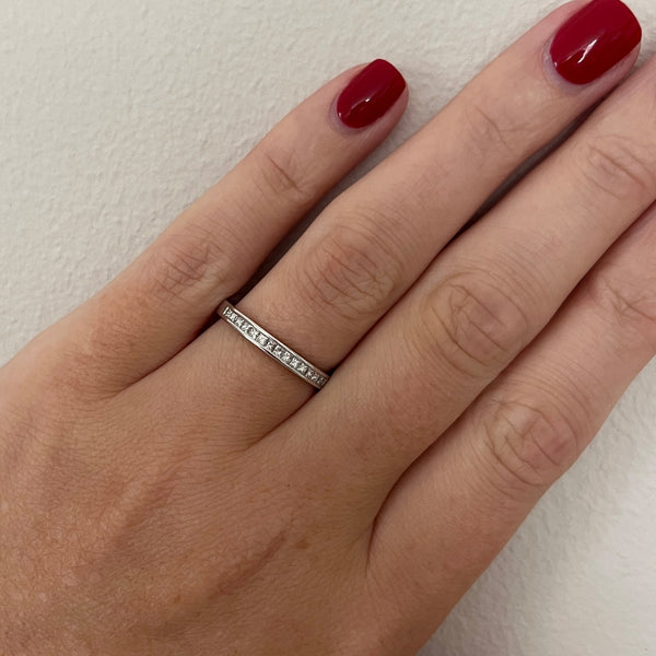 Francis & Gaye 18ct White Gold Princess Cut 0.20ct Diamond Half Eternity Ring