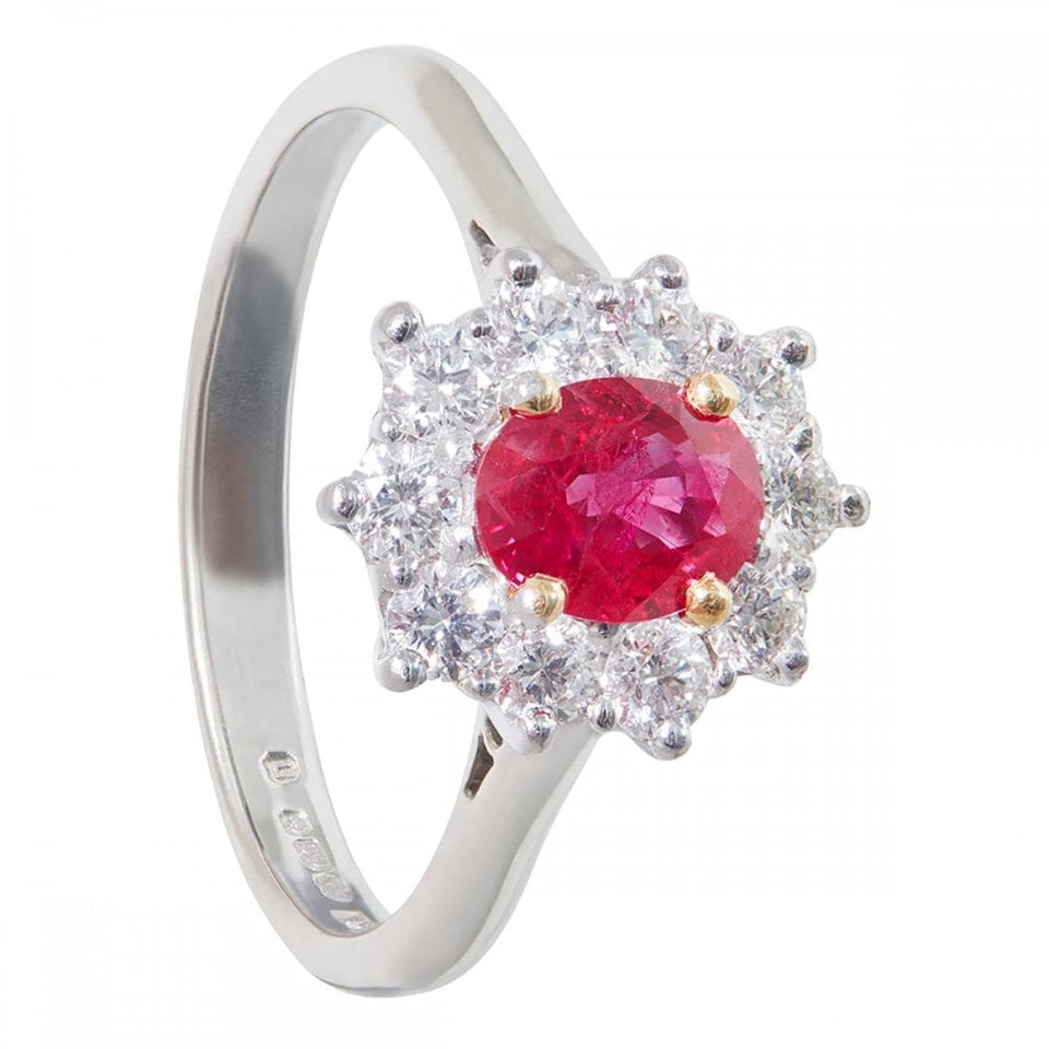 Francis & Gaye 18ct White Gold Ruby & Diamond Cluster Ring