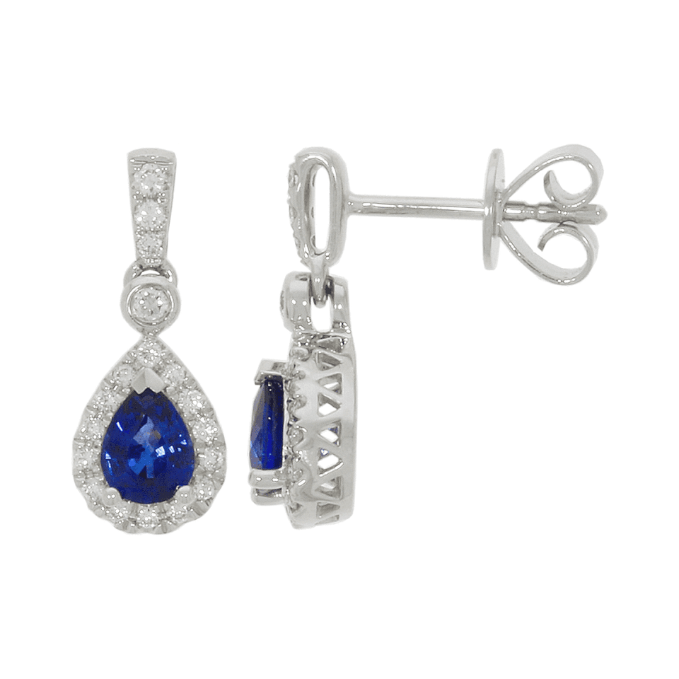Francis & Gaye 18ct White Gold Sapphire & Diamond Drop Earrings