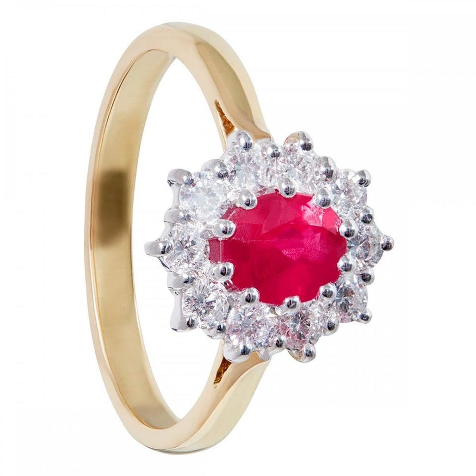 Francis & Gaye 18ct Yellow Gold 0.65ct Ruby & Diamond Cluster Ring