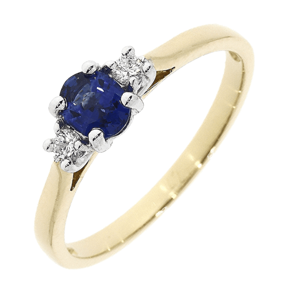 Francis & Gaye 18ct Yellow Gold Diamond & 0.43ct Sapphire Ring