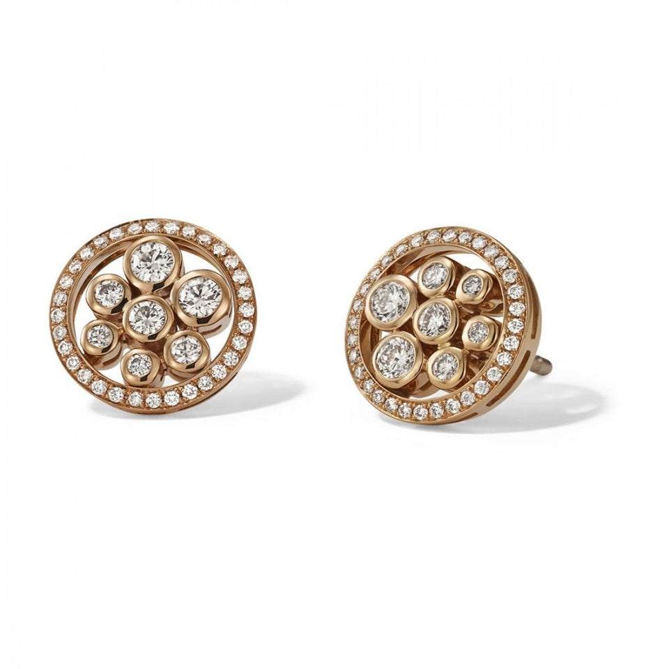 Francis & Gaye 18ct Yellow Gold Diamond Bubble Circle Earrings