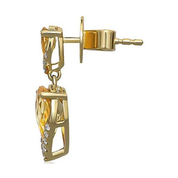 Francis & Gaye 18ct Yellow Gold Diamond & Citrine Pear Drop Earrings