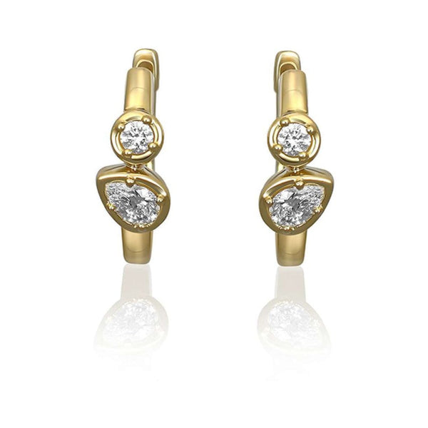 Francis & Gaye 18ct Yellow Gold Diamond Set Huggie Hoops