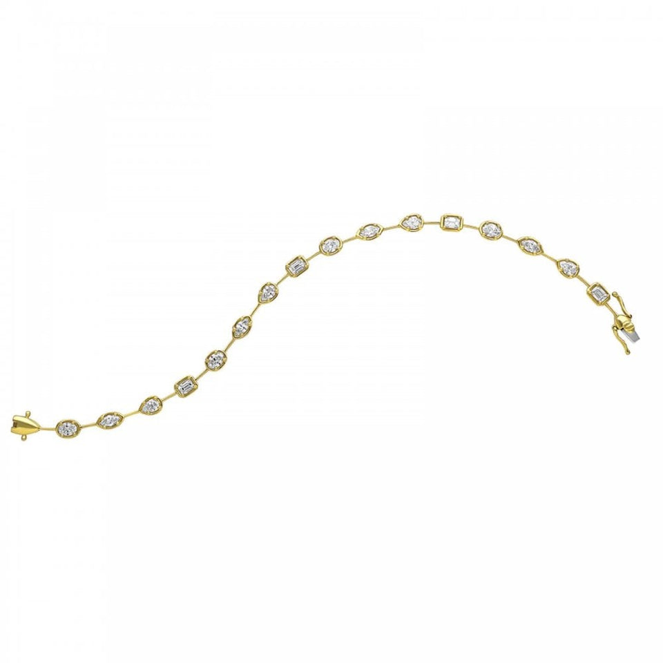 Francis & Gaye 18ct Yellow Gold Mixed Shapes Diamond Line Bracelet