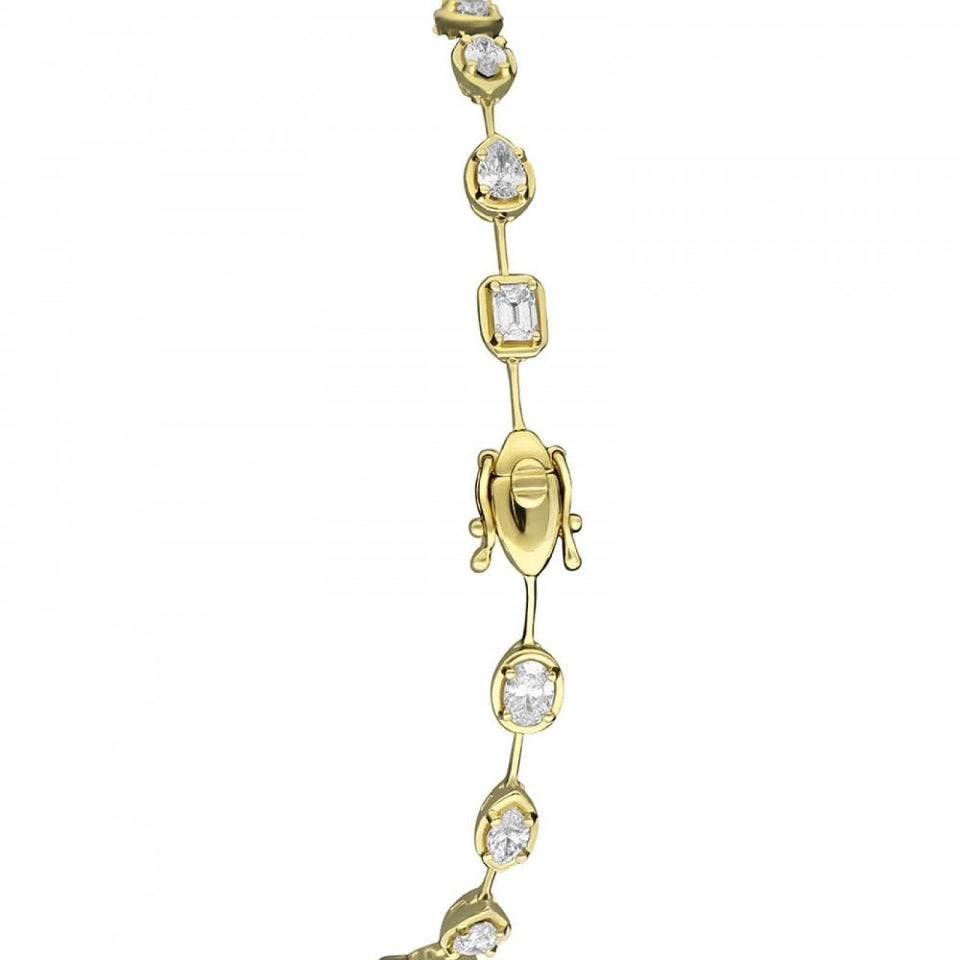 Francis & Gaye 18ct Yellow Gold Mixed Shapes Diamond Line Bracelet