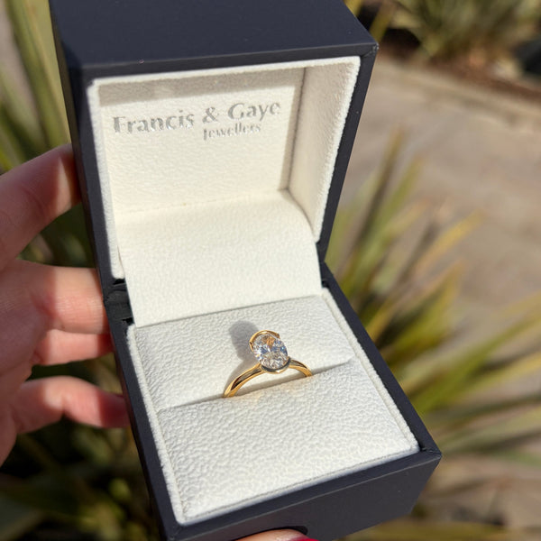 Francis & Gaye 18ct Yellow Gold Oval 1.50ct Laboratory Created Diamond Solitaire Ring
