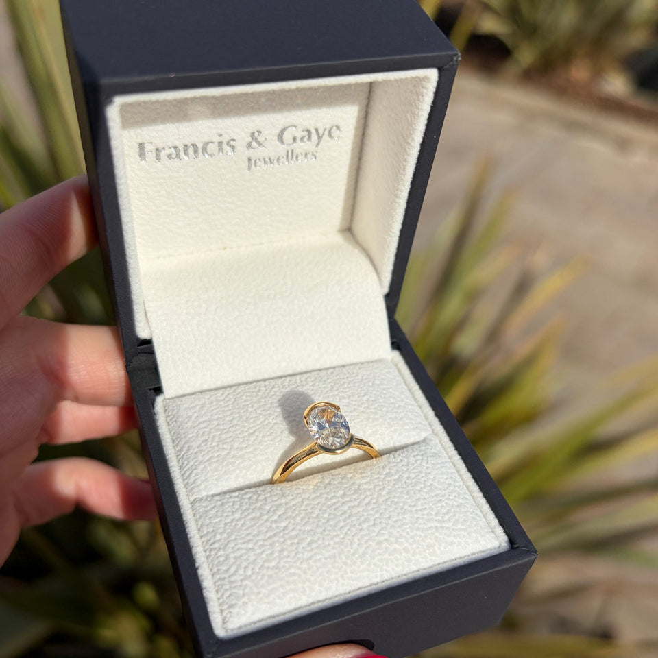 Francis & Gaye 18ct Yellow Gold Oval 1.50ct Laboratory Created Diamond Solitaire Ring