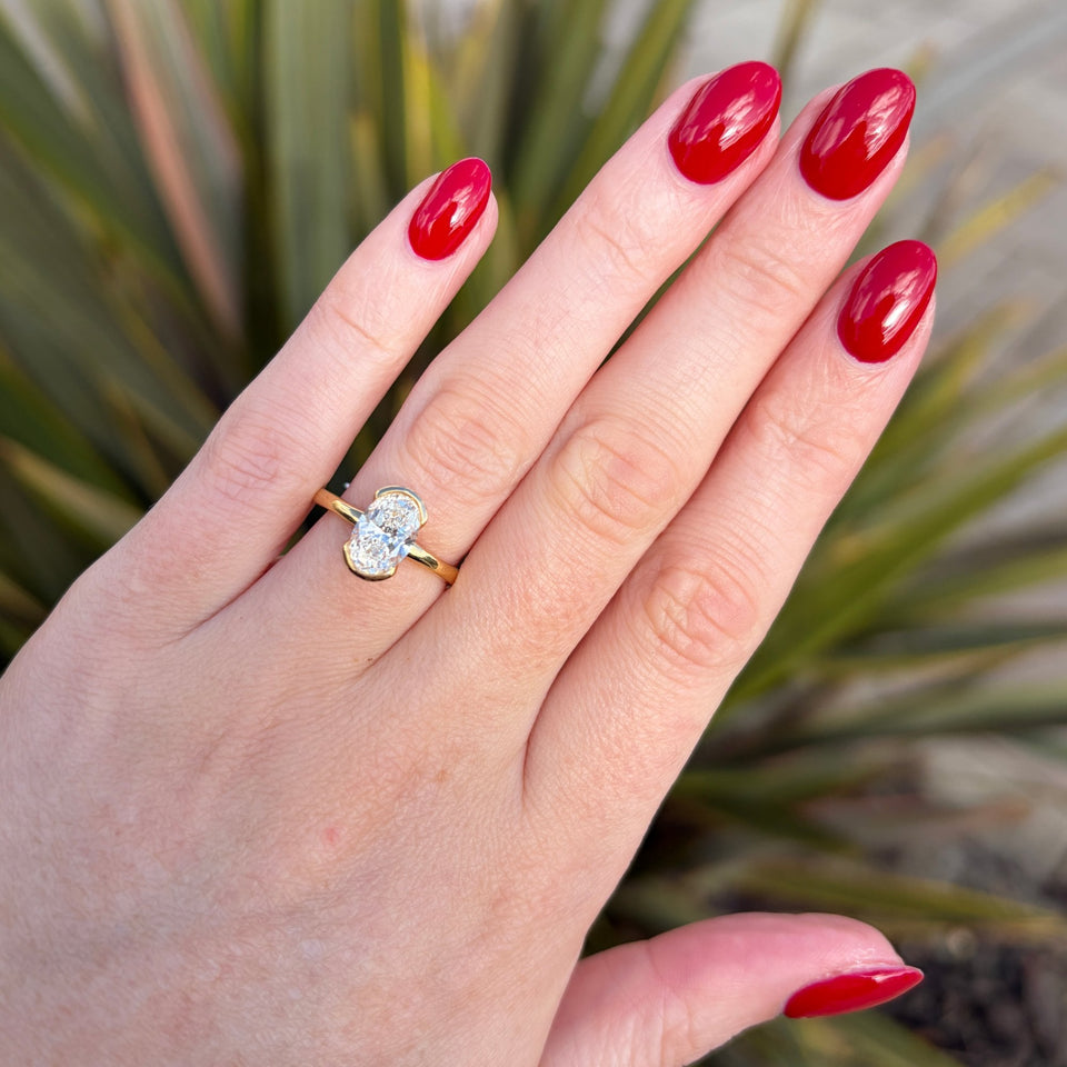 Francis & Gaye 18ct Yellow Gold Oval 1.50ct Laboratory Created Diamond Solitaire Ring