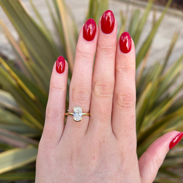 Francis & Gaye 18ct Yellow Gold Oval 1.50ct Laboratory Created Diamond Solitaire Ring