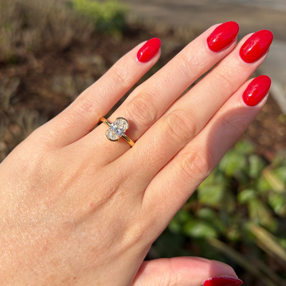 Francis & Gaye 18ct Yellow Gold Oval 1.50ct Laboratory Created Diamond Solitaire Ring