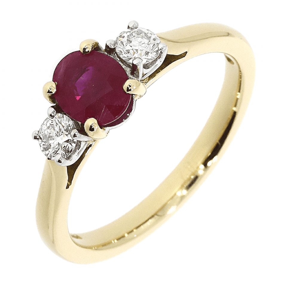 Francis & Gaye 18ct Yellow Gold Ruby Three Stone Ring
