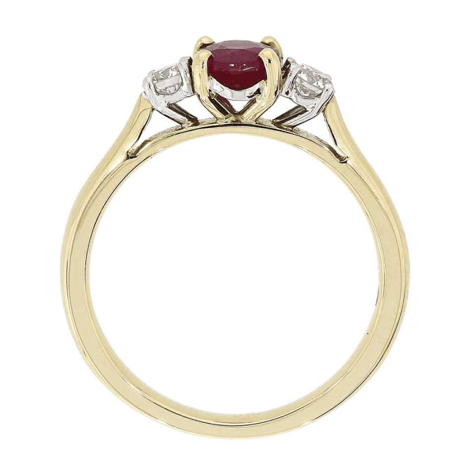 Francis & Gaye 18ct Yellow Gold Ruby Three Stone Ring