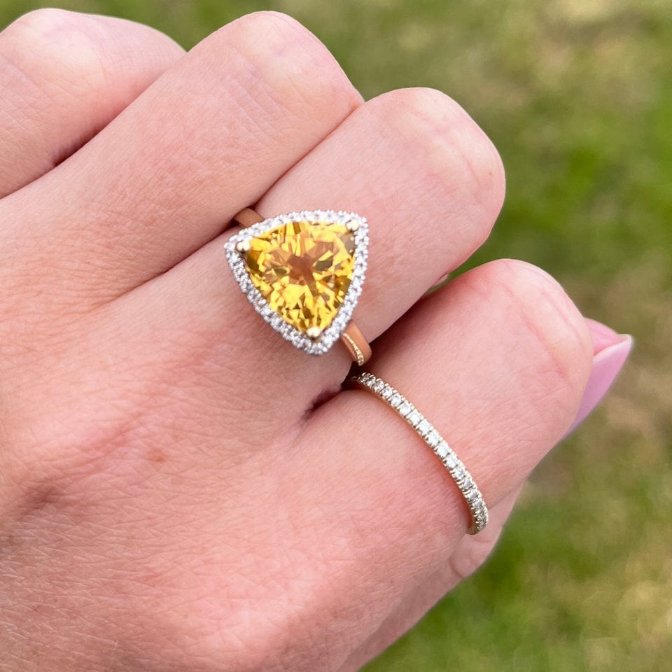 Francis & Gaye 9ct Gold Citrine and Diamond Triangular Ring