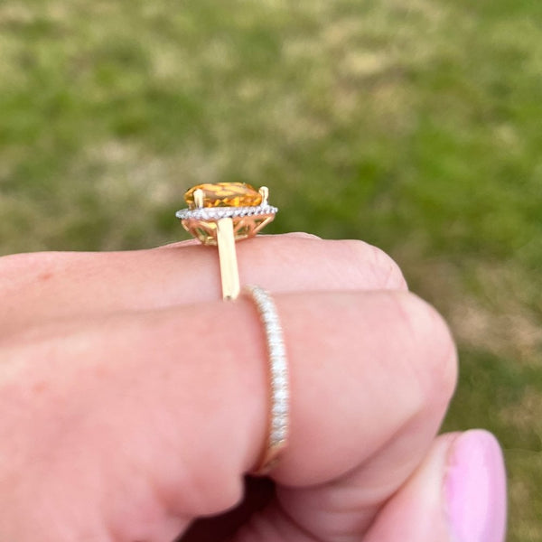Francis & Gaye 9ct Gold Citrine and Diamond Triangular Ring