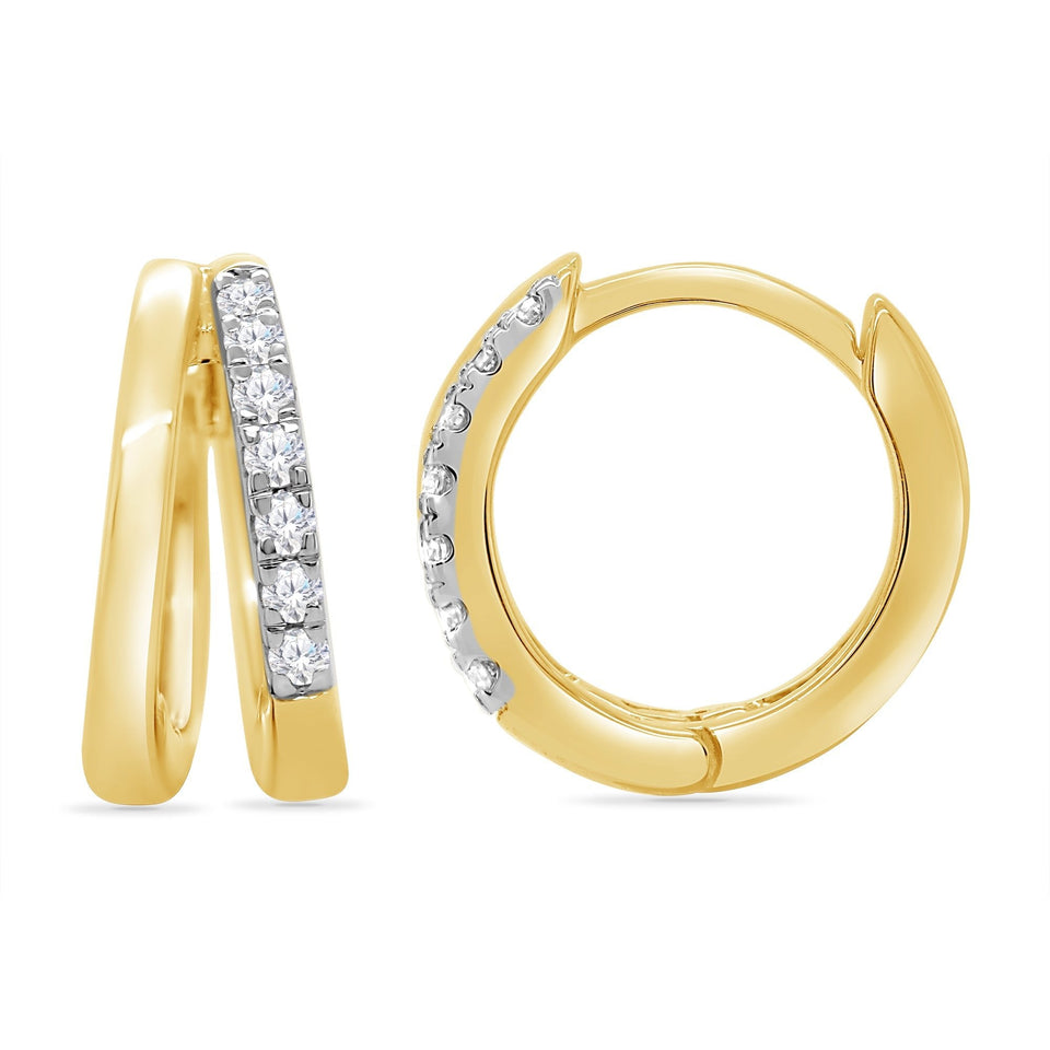 Francis & Gaye 9ct Gold Diamond Set Double Hoop Earrings