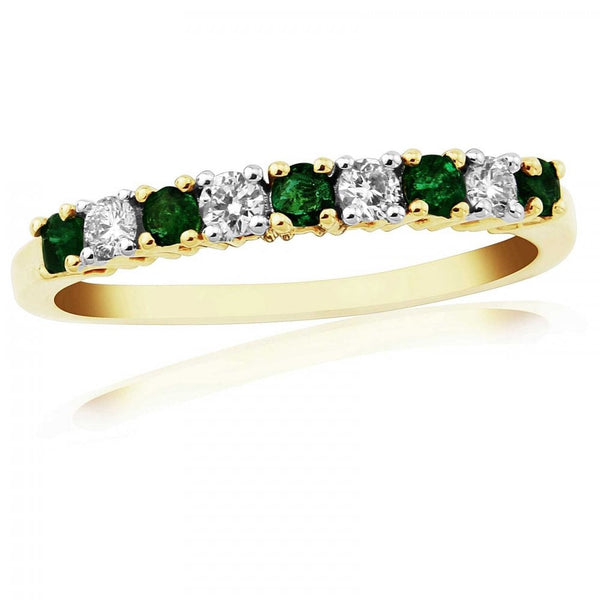 Francis & Gaye 9ct Gold Emerald & Diamond 0.14ct Half Eternity Ring