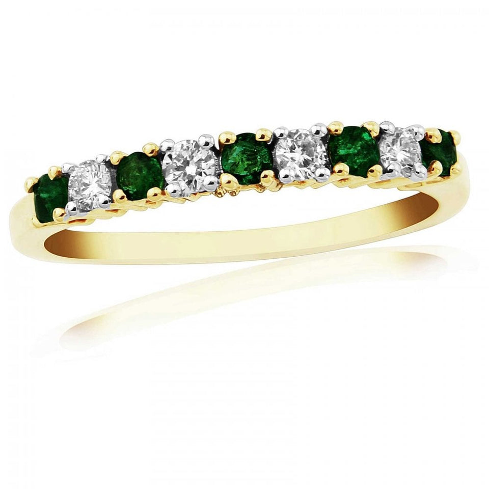 Francis & Gaye 9ct Gold Emerald & Diamond 0.14ct Half Eternity Ring