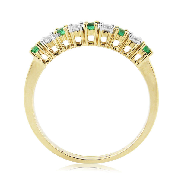 Francis & Gaye 9ct Gold Emerald & Diamond 0.14ct Half Eternity Ring