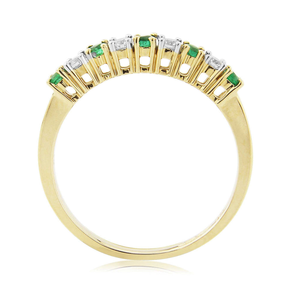 Francis & Gaye 9ct Gold Emerald & Diamond 0.14ct Half Eternity Ring