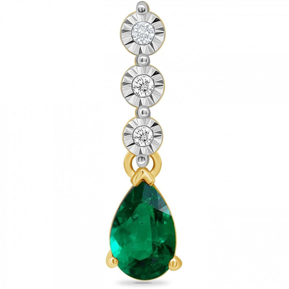 Francis & Gaye 9ct Gold Emerald & Diamond Drop Pendant