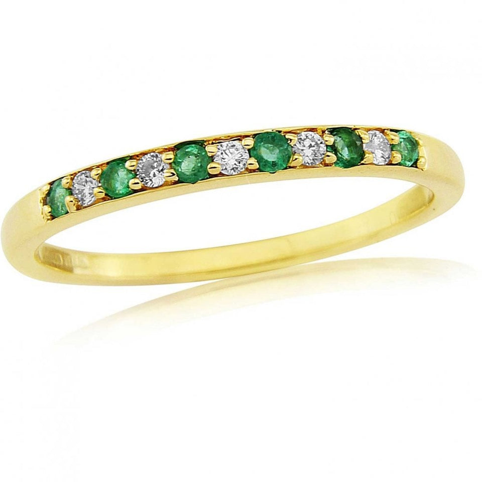 Francis & Gaye 9ct Gold Emerald & Diamond Half Eternity Ring
