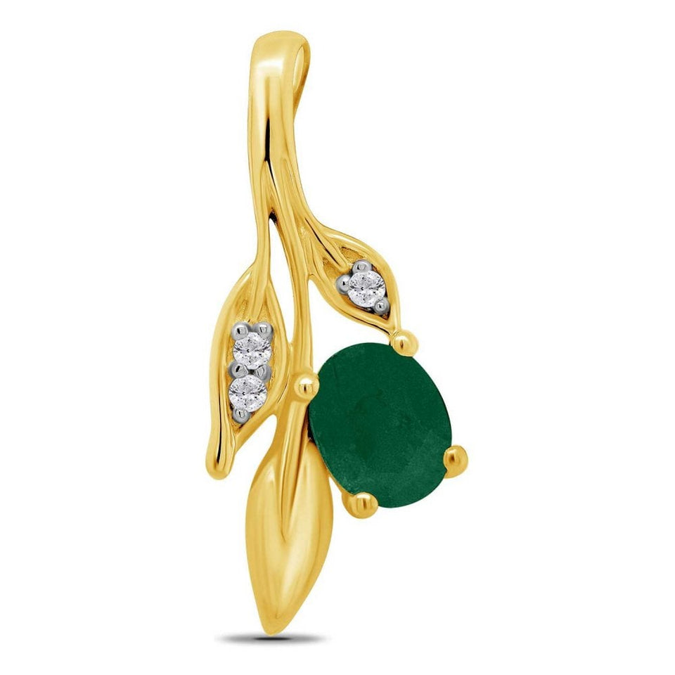Francis & Gaye 9ct Gold Emerald & Diamond Leaf Pendant