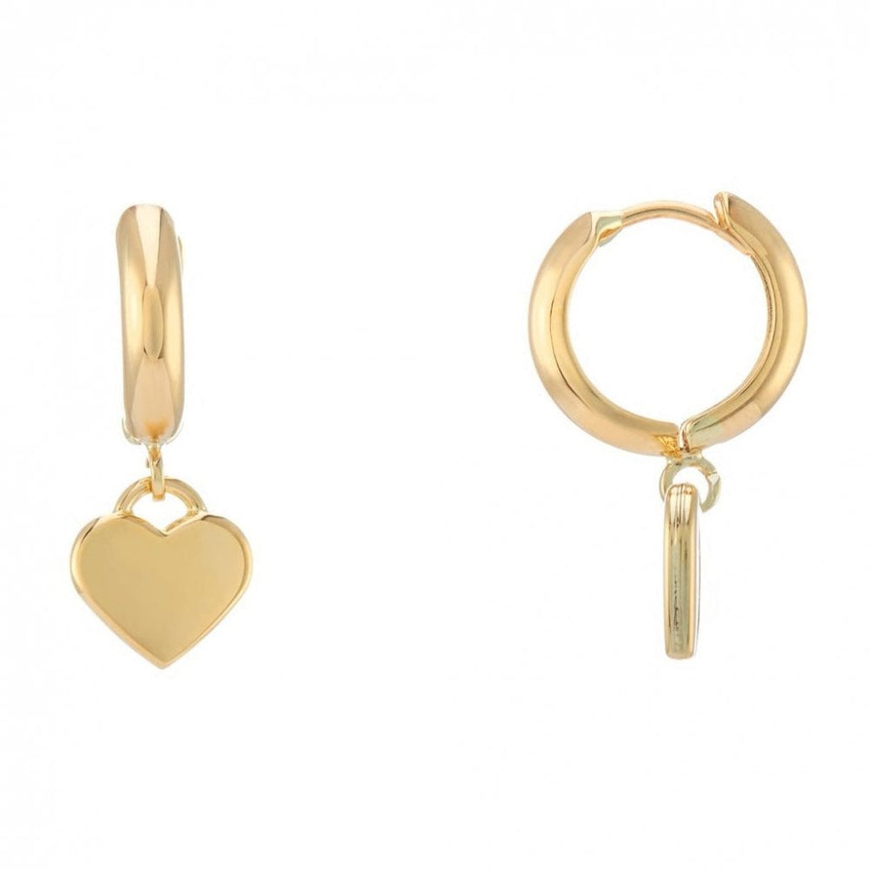 Francis & Gaye 9ct Gold Heart Drop Huggie Hoops