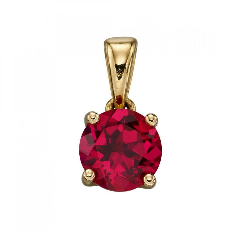 Francis & Gaye 9ct Gold July Birthstone Pendant - Created Ruby