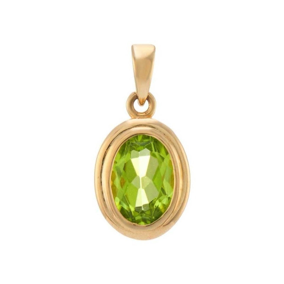 Francis & Gaye 9ct Gold Oval Rub Set Peridot Pendant