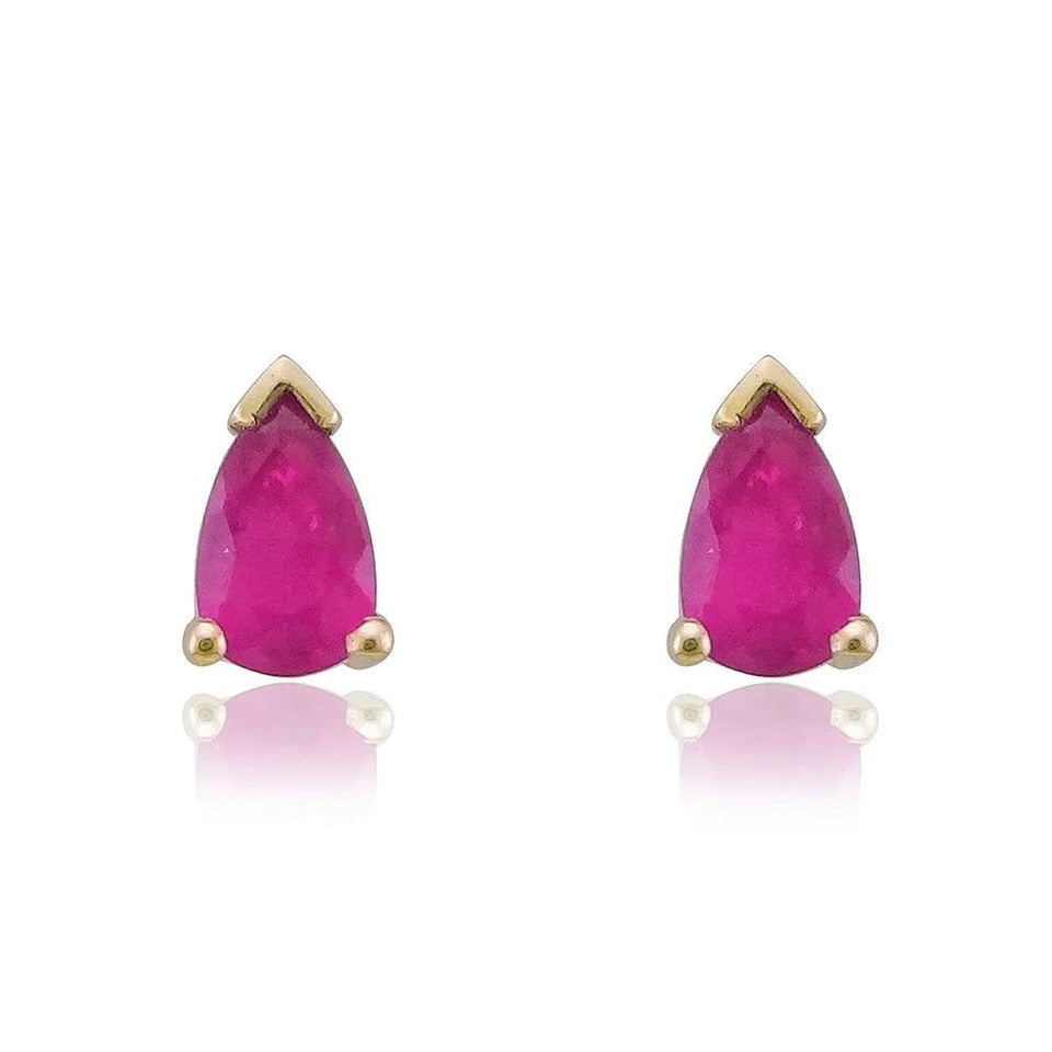 Francis & Gaye 9ct Gold Pear Shape Ruby Earring Studs