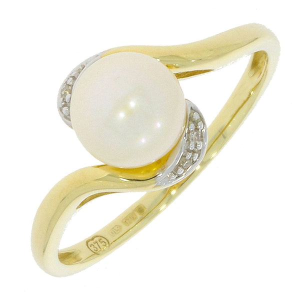 Francis & Gaye 9ct Gold Pearl & Diamond Twist Ring