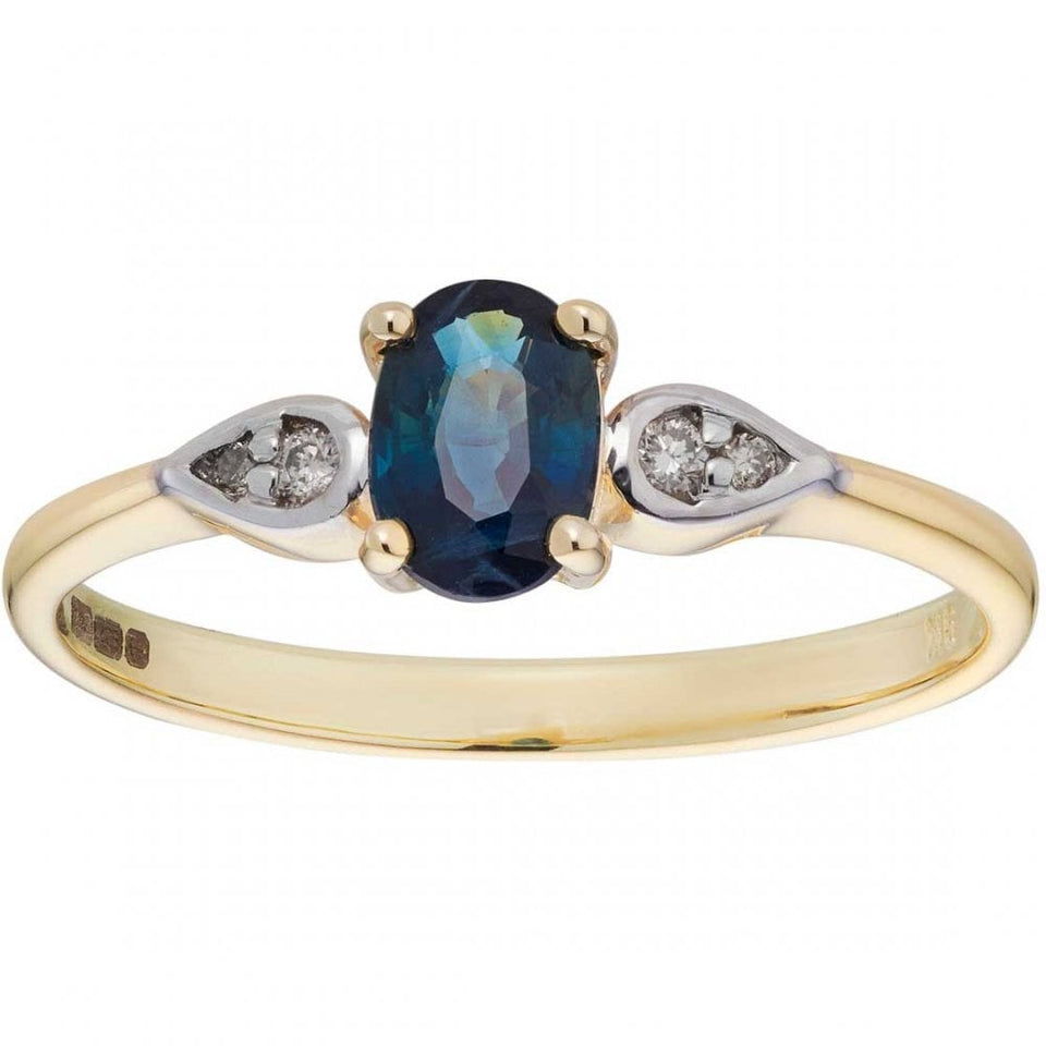 Francis & Gaye 9ct Gold Sapphire & Diamond Trilogy Ring