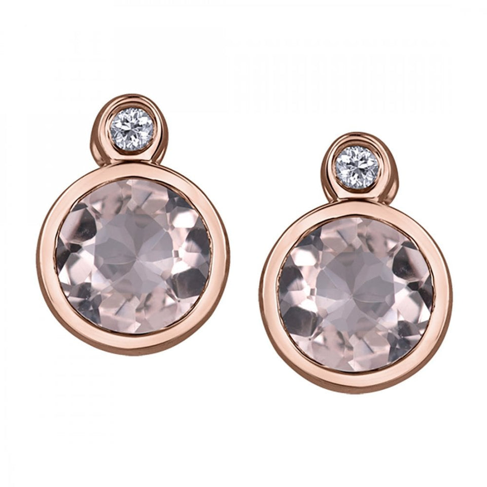 Francis & Gaye 9ct Rose Gold Diamond & Morganite Earring Studs