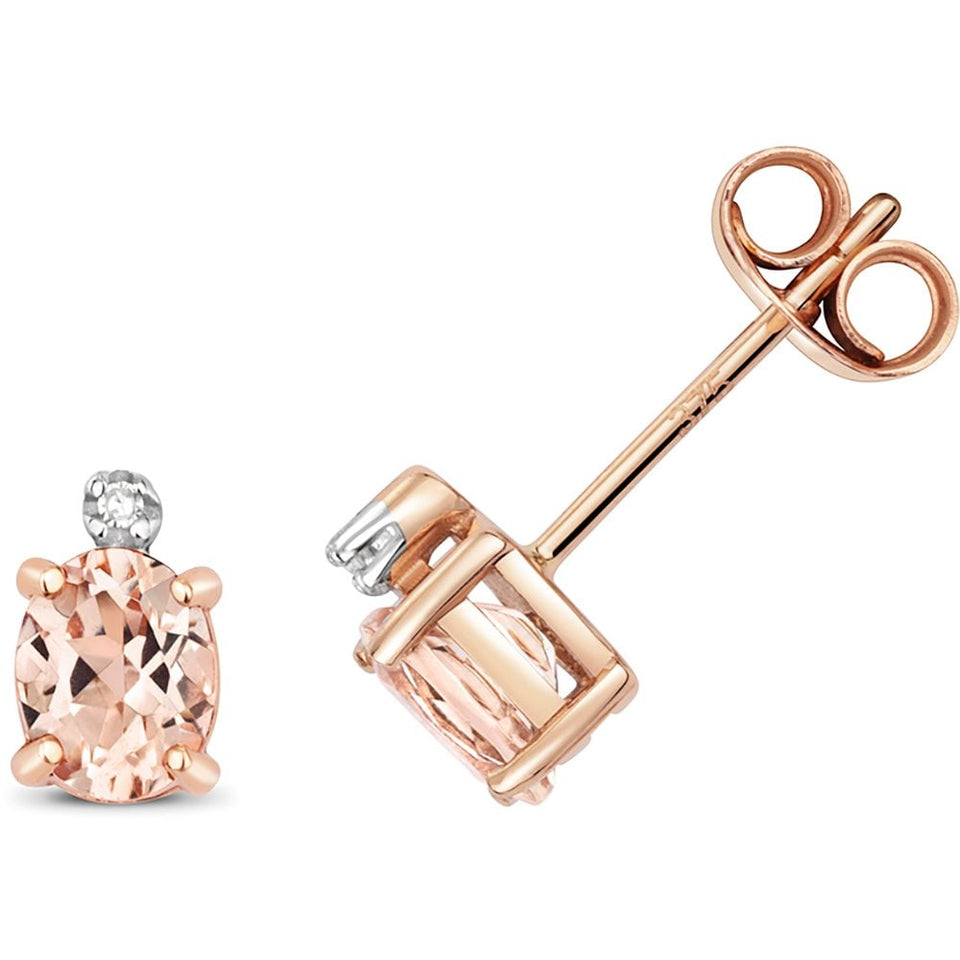 Francis & Gaye 9ct Rose Gold Diamond & Morganite Earring Studs