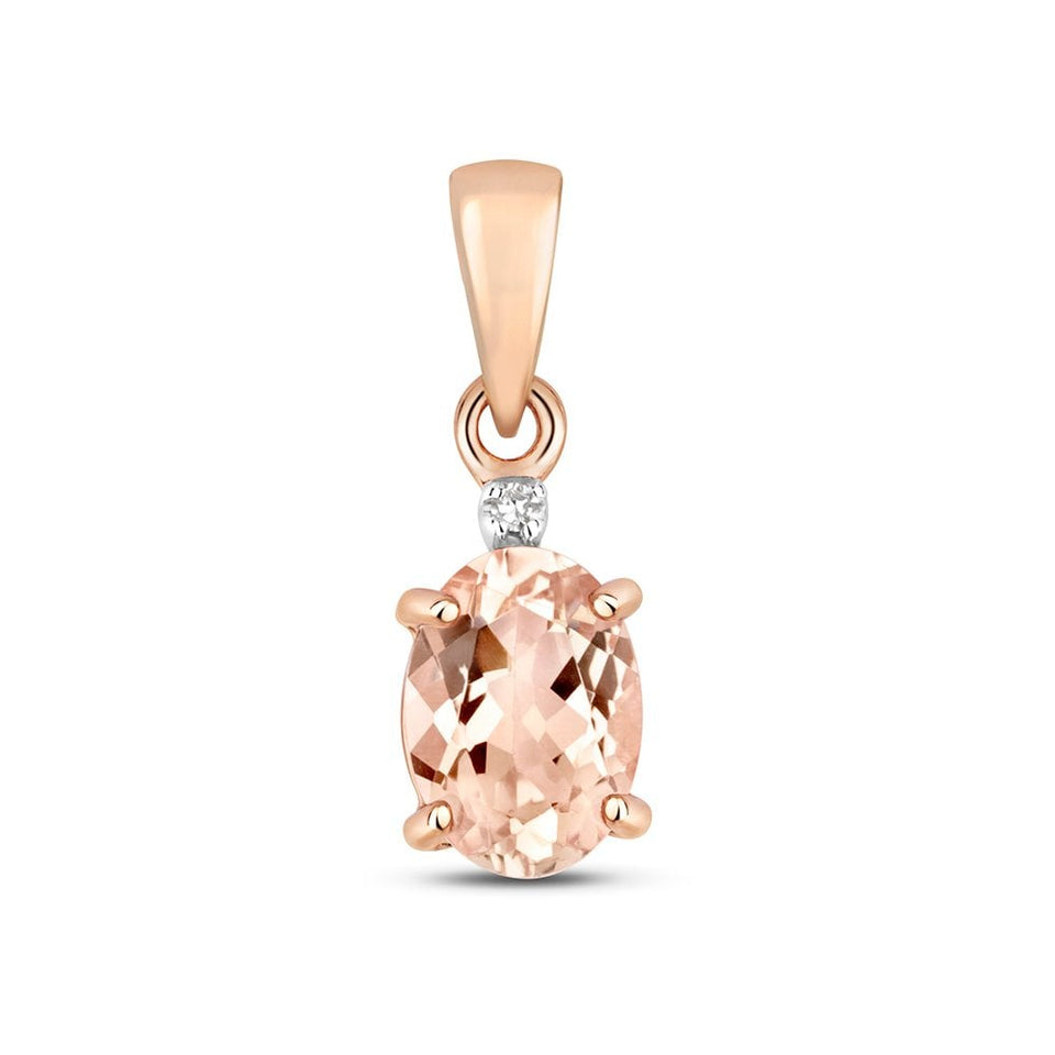 Francis & Gaye 9ct Rose Gold Diamond & Morganite Pendant