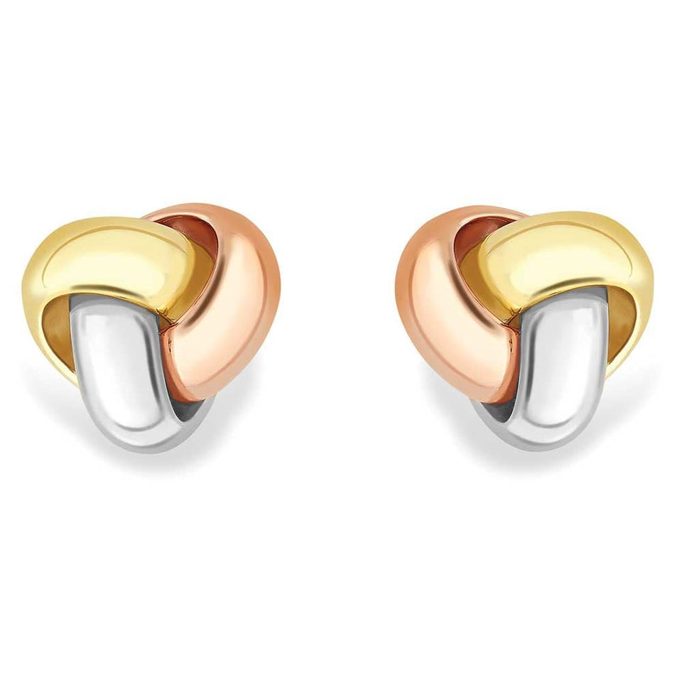 Francis & Gaye 9ct Three Colour Gold Knot Earring Studs