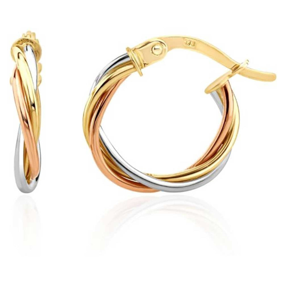 Francis & Gaye 9ct Three Colour Gold Russian Wedding Ring Style Hoops