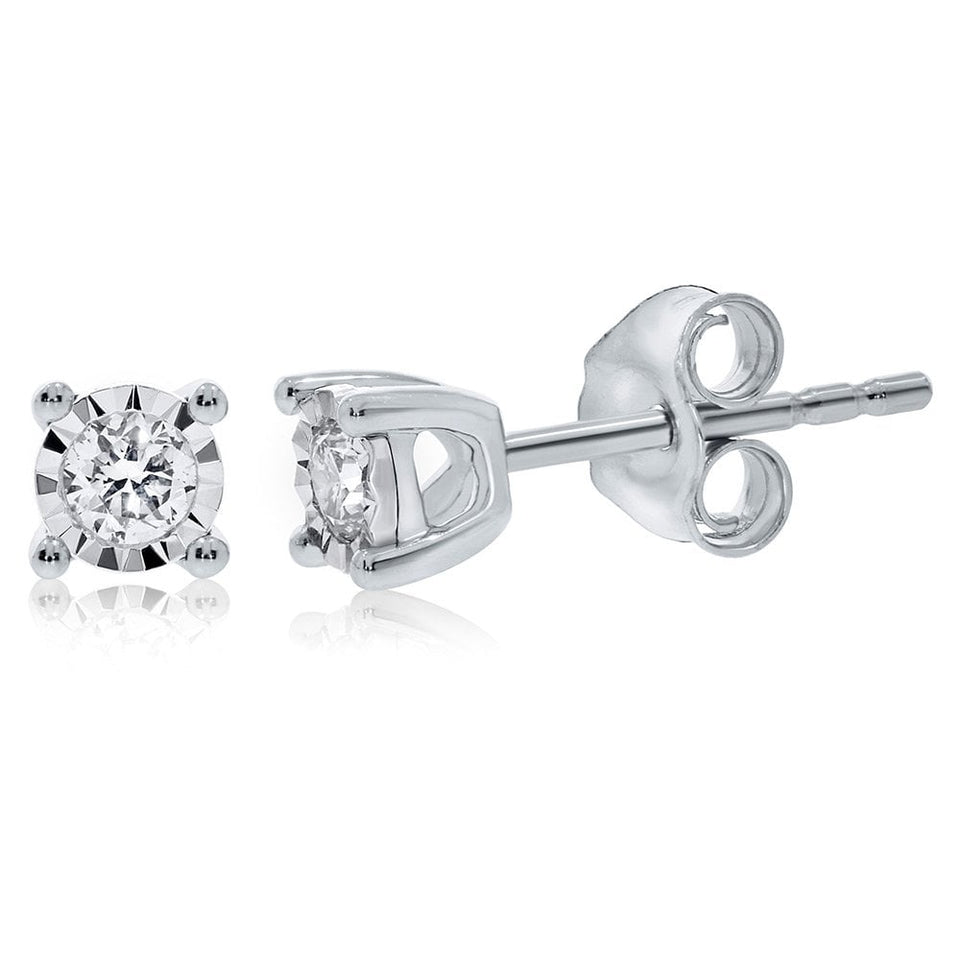 Francis & Gaye 9ct White Gold 0.10ct Diamond Illusion Set Earrings