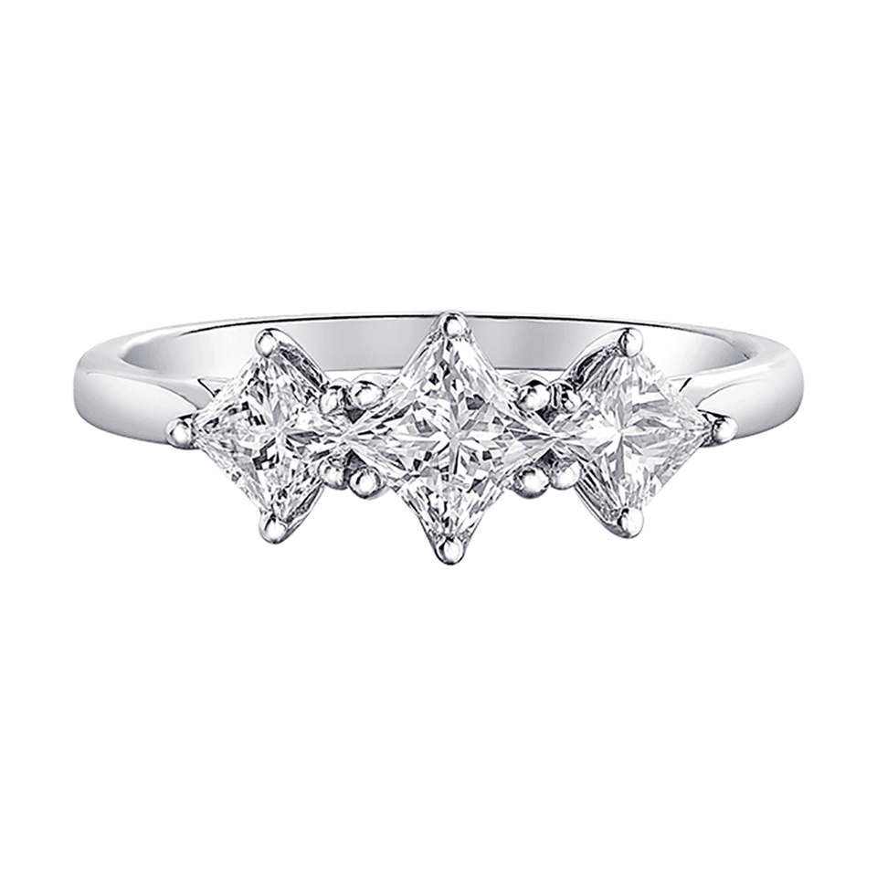Francis & Gaye 9ct White Gold 0.75ct Princess Cut Trilogy Ring