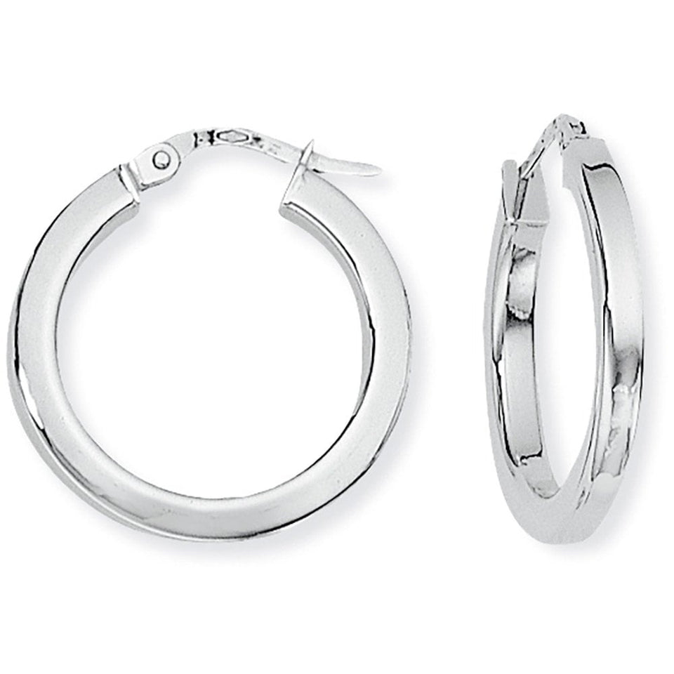 Francis & Gaye 9ct White Gold 15mm Square Tube Hoops