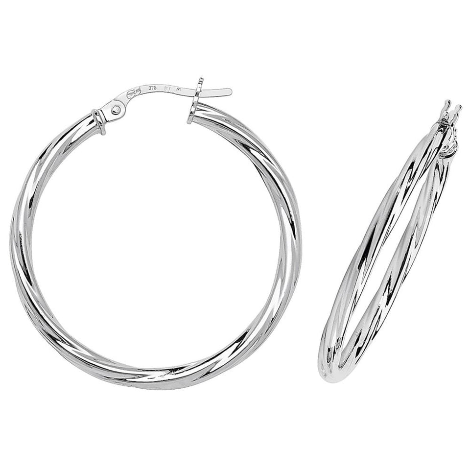 Francis & Gaye 9ct White Gold 25mm Twisted Hoops