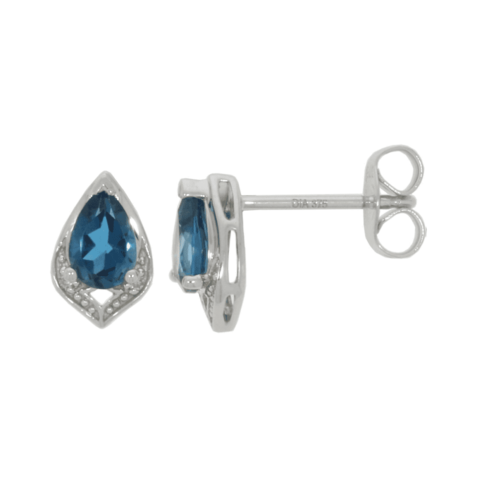 Francis & Gaye 9ct White Gold & Blue Topaz Earrings