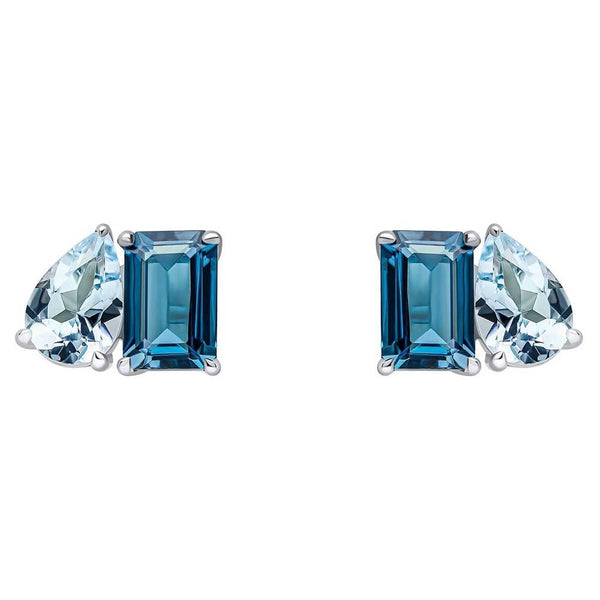 Francis & Gaye 9ct White Gold Blue Topaz Toi et Moi Earrings