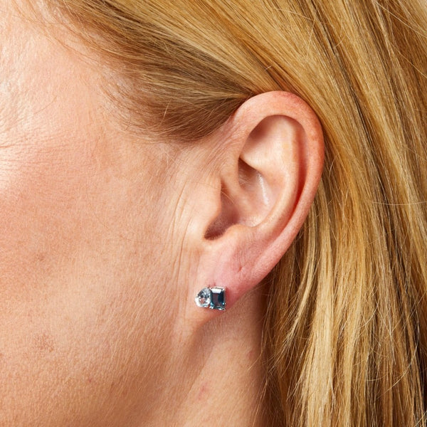 Francis & Gaye 9ct White Gold Blue Topaz Toi et Moi Earrings