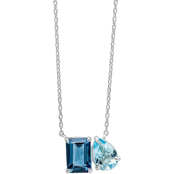 Francis & Gaye 9ct White Gold Blue Topaz Toi et Moi Necklace