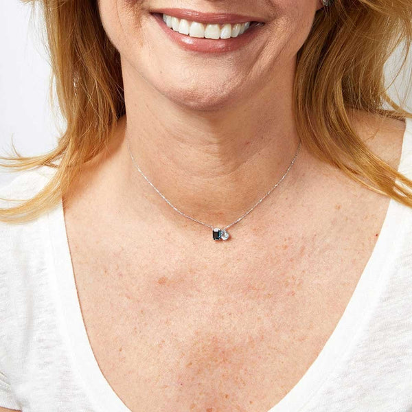 Francis & Gaye 9ct White Gold Blue Topaz Toi et Moi Necklace