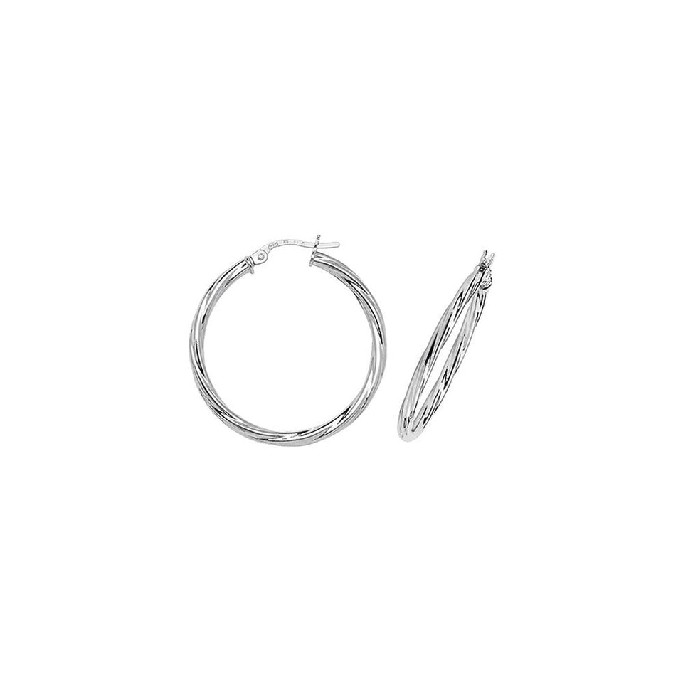 Francis & Gaye 9ct White Gold Braided Hoop Earrings