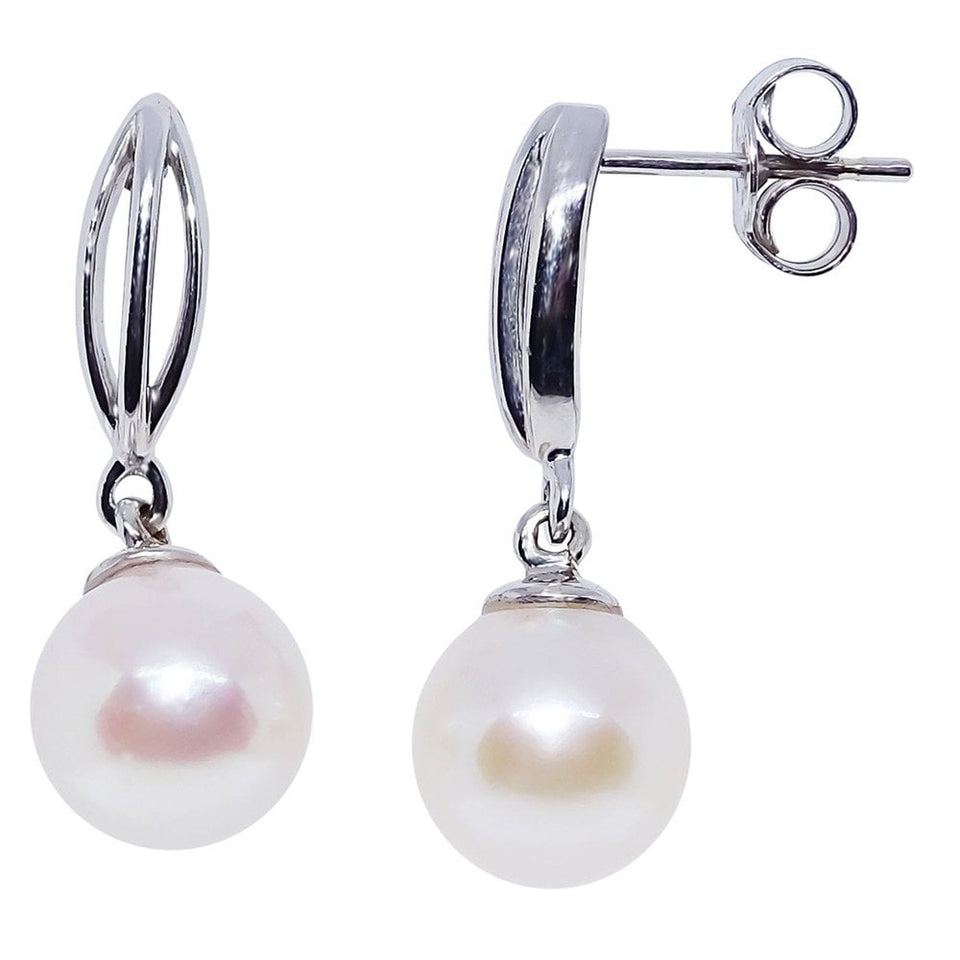 Francis & Gaye 9ct White Gold Cultured Pearl Drop Earrings