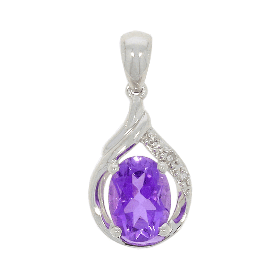 Francis & Gaye 9ct White Gold Diamond and Amethyst Pendant